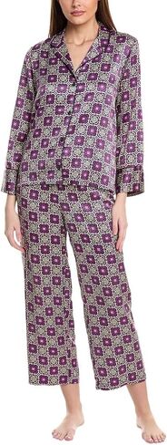 Natori MEDALLION Notch PJ Set Length: 27", Inseam: 26",NATURAL/BLACK,Extra Large in Saudi Arabia