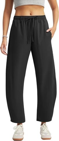 FitsT4 Sports Womens Barrel Sweatpants Baggy Curved Leg Travel Pants Stretchy Lightweight Work Pants UPF50+ with Pockets in Saudi Arabia