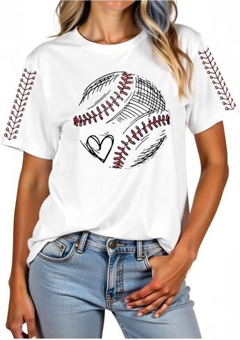 Baseball Mom T Shirt Women Men Game Day Tee Shirts Softball Sport Fan Lovers Gifts White Casual Short Sleeve Tops Holiday Tee in Saudi Arabia
