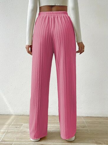 Women’s Wide Leg Pants - High Waist Drawstring Elastic Waistband Pleated Casual Loose Trousers in Saudi Arabia