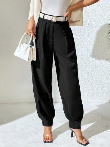 High Waisted Double Button Pleated Straight Leg Suit Pants Casual Womens Casual Cozy Summer Pants in Saudi Arabia
