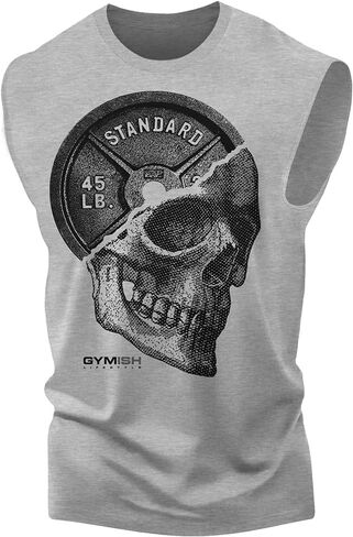 Gymish Lifestyle Skull Plate Gym Tank, Work Out Deadlift Skull Muscle Tank Top for Men in Saudi Arabia
