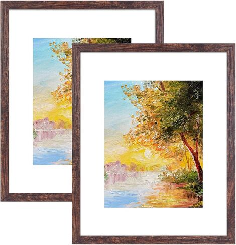 Fixwal 16x20 Picture Frame, Display Pictures 11x14 with Mat or 16x20 Without Mat, Brown Poster Frames for Wall Mounting Decor, 2 Pack in Kuwait