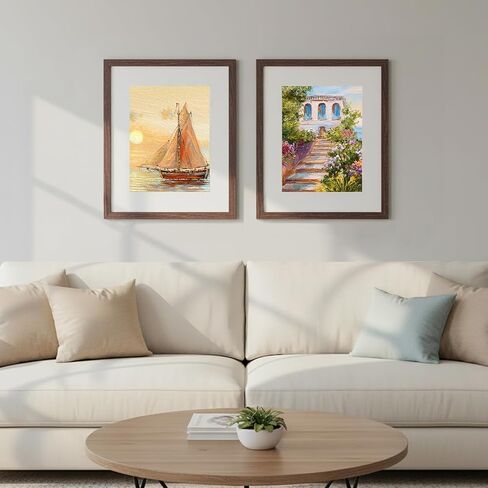 Fixwal 16x20 Picture Frame, Display Pictures 11x14 with Mat or 16x20 Without Mat, Brown Poster Frames for Wall Mounting Decor, 2 Pack in Kuwait