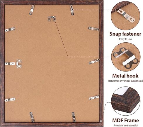 Fixwal 16x20 Picture Frame, Display Pictures 11x14 with Mat or 16x20 Without Mat, Brown Poster Frames for Wall Mounting Decor, 2 Pack in Kuwait