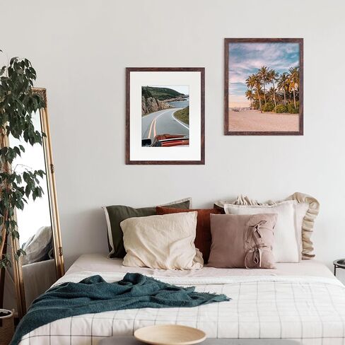 Fixwal 16x20 Picture Frame, Display Pictures 11x14 with Mat or 16x20 Without Mat, Brown Poster Frames for Wall Mounting Decor, 2 Pack in Kuwait