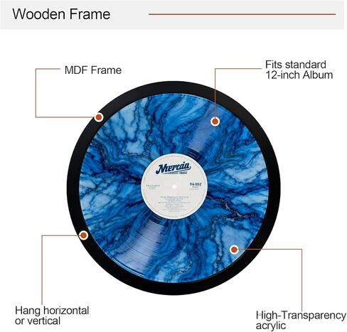 إطار عرض سجل الفينيل مقاس 12 بوصة، إطار خشبي MDF مقاس 13x13 مع واجهة أكريليك شفافة، سطح الطاولة والجدار، ديكور المنزل in Kuwait