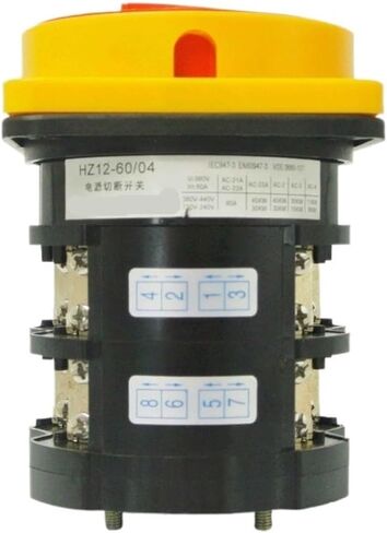 Rotary Switch Knob 2 Position 0-1 660V 60A Poles 4 Terminals Padlock Changeover Cam Main Power Cut Off HZ12-60/04 in Kuwait