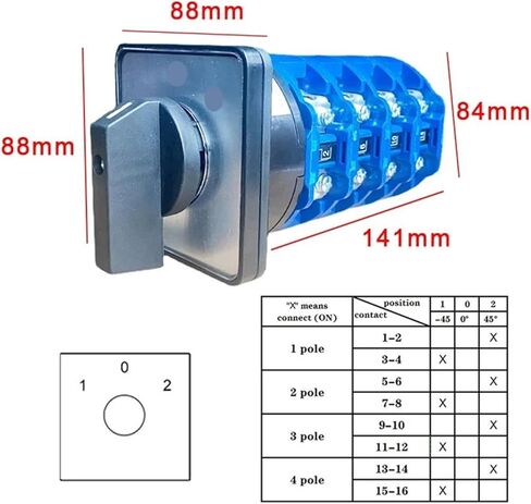 LW26-125/4 dc Voltage Automatic Electrical Changeover Rotary cam Switch Four Poles 125A Sliver Point Contacts in Kuwait