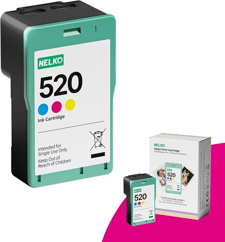 Nelko 520 Genuine Color Ink Cartridges, 2.0 High-Yield Ink Cartridge Compatible with PP01 & PP03 Photo Printer, Water Oxidation-Proof, Photo Printer Cartridge for PP01 Photo Printing, for Home&School in Kuwait