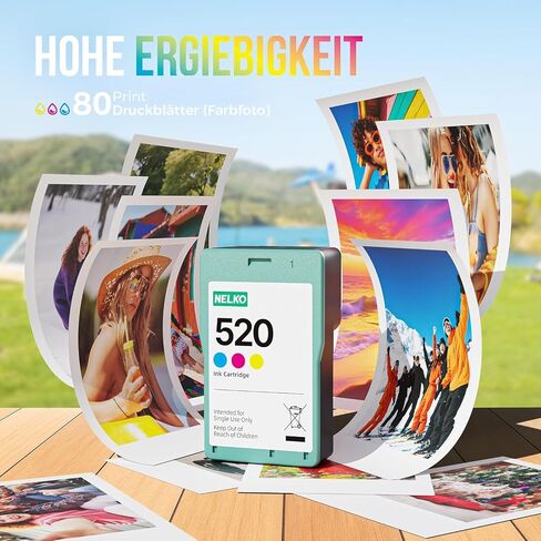 Nelko 520 Genuine Color Ink Cartridges, 2.0 High-Yield Ink Cartridge Compatible with PP01 & PP03 Photo Printer, Water Oxidation-Proof, Photo Printer Cartridge for PP01 Photo Printing, for Home&School in Kuwait