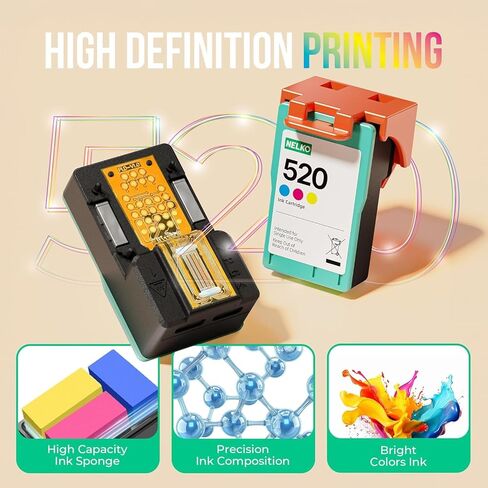 Nelko 520 Genuine Color Ink Cartridges, 2.0 High-Yield Ink Cartridge Compatible with PP01 & PP03 Photo Printer, Water Oxidation-Proof, Photo Printer Cartridge for PP01 Photo Printing, for Home&School in Kuwait