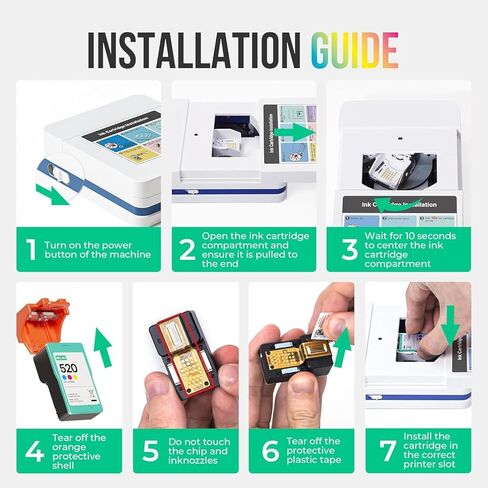 Nelko 520 Genuine Color Ink Cartridges, 2.0 High-Yield Ink Cartridge Compatible with PP01 & PP03 Photo Printer, Water Oxidation-Proof, Photo Printer Cartridge for PP01 Photo Printing, for Home&School in Kuwait