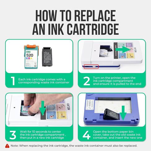Nelko 520 Genuine Color Ink Cartridges, 2.0 High-Yield Ink Cartridge Compatible with PP01 & PP03 Photo Printer, Water Oxidation-Proof, Photo Printer Cartridge for PP01 Photo Printing, for Home&School in Kuwait