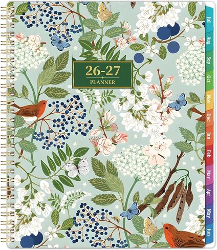 مخطط 2025 - مخطط 2025، يناير 2025 - ديسمبر 2025، 8 × 10 بوصة، مخطط 2025 أسبوعيًا وشهريًا مع علامات تبويب محددة، جيب، ربط بسلك مزدوج - زهور المجد in Kuwait