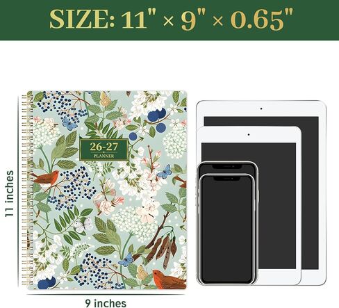 مخطط 2025 - مخطط 2025، يناير 2025 - ديسمبر 2025، 8 × 10 بوصة، مخطط 2025 أسبوعيًا وشهريًا مع علامات تبويب محددة، جيب، ربط بسلك مزدوج - زهور المجد in Kuwait