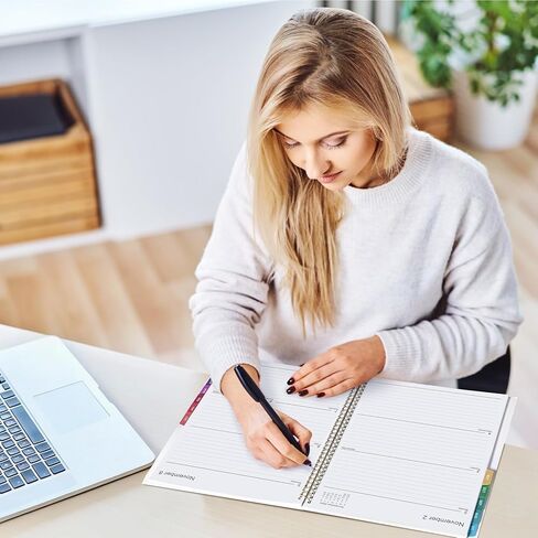 مخطط 2025 - مخطط 2025، يناير 2025 - ديسمبر 2025، 8 × 10 بوصة، مخطط 2025 أسبوعيًا وشهريًا مع علامات تبويب محددة، جيب، ربط بسلك مزدوج - زهور المجد in Kuwait