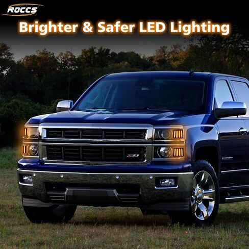 ROCCS 4PCS LED Side Marker Lights with Amber Turn Signal Compatible with 1994-1998 Chevy C/K 1500 2500 3500 Suburban Silverado Tahoe Front Corner Grill Lights, Smoked Lens in Saudi Arabia