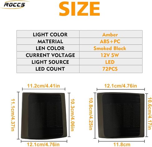 ROCCS 4PCS LED Side Marker Lights with Amber Turn Signal Compatible with 1994-1998 Chevy C/K 1500 2500 3500 Suburban Silverado Tahoe Front Corner Grill Lights, Smoked Lens in Saudi Arabia