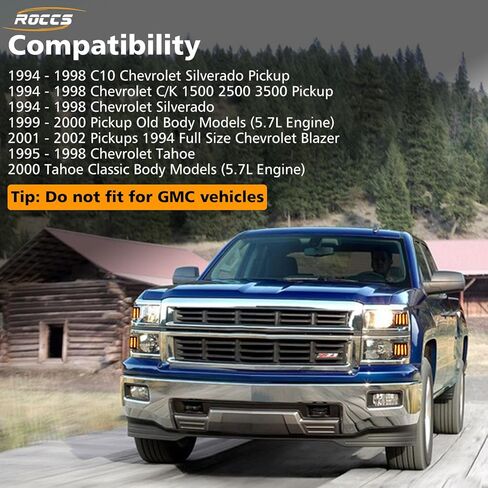 ROCCS 4PCS LED Side Marker Lights with Amber Turn Signal Compatible with 1994-1998 Chevy C/K 1500 2500 3500 Suburban Silverado Tahoe Front Corner Grill Lights, Smoked Lens in Saudi Arabia