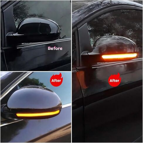 Sequential LED Side Mirror Turn Signal Lights Compatible with VW Golf 5 EOS GTI V Jetta MK5 Passat B5.5 B6 R36 Sharan Superb B5 R32 Rabbit Dynamic Indicator Mirror Marker Blinker Lamp,2PCS in Kuwait