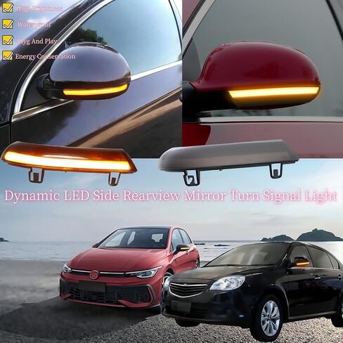 Sequential LED Side Mirror Turn Signal Lights Compatible with VW Golf 5 EOS GTI V Jetta MK5 Passat B5.5 B6 R36 Sharan Superb B5 R32 Rabbit Dynamic Indicator Mirror Marker Blinker Lamp,2PCS in Kuwait