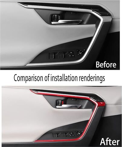 Car Accessories Fit for Toyota RAV4 (XA50) 2019 2020 2021 2022 Door Inner Armrest Frame Handle Decor Cover Trims ( Red ) ABS 4PCS in Kuwait