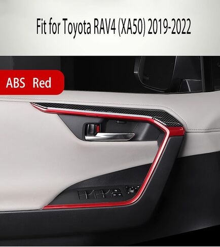 Car Accessories Fit for Toyota RAV4 (XA50) 2019 2020 2021 2022 Door Inner Armrest Frame Handle Decor Cover Trims ( Red ) ABS 4PCS in Kuwait