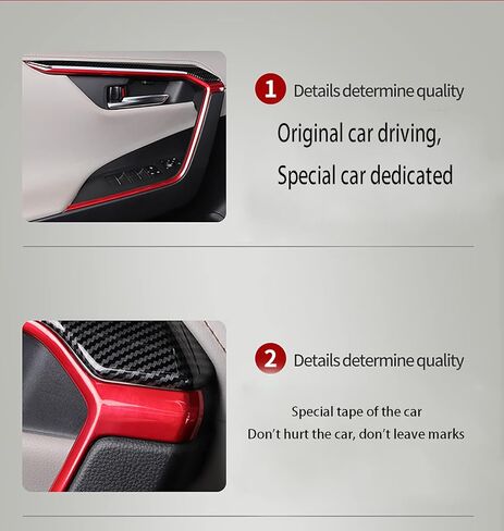 Car Accessories Fit for Toyota RAV4 (XA50) 2019 2020 2021 2022 Door Inner Armrest Frame Handle Decor Cover Trims ( Red ) ABS 4PCS in Kuwait
