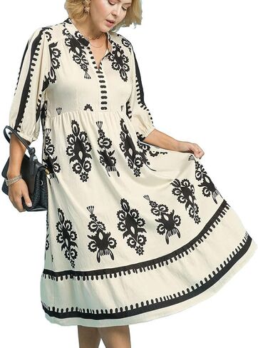 Umgee USA Desert Bloom Embroidered Midi Cream/XL in Kuwait