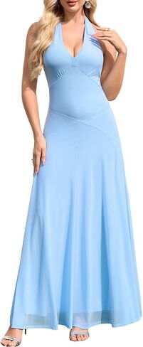 Auraxe الصيف الرسن طويل الزفاف الرسمي ضيف Derss أنيقة شبكة الخامس الرقبة Bodycon كوكتيل حفلة ماكسي فساتين للنساء in Saudi Arabia