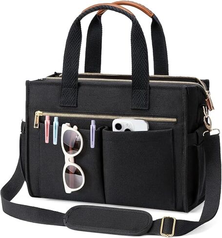 Canvas Tote Bag for Women Multi Pockets Crossbody Womens Tote Bags Trendy Satchel Handbag Everything Everyday Bag in Kuwait