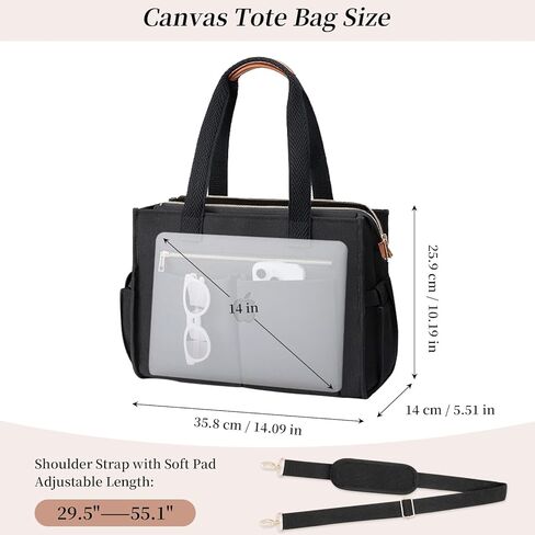 Canvas Tote Bag for Women Multi Pockets Crossbody Womens Tote Bags Trendy Satchel Handbag Everything Everyday Bag in Kuwait