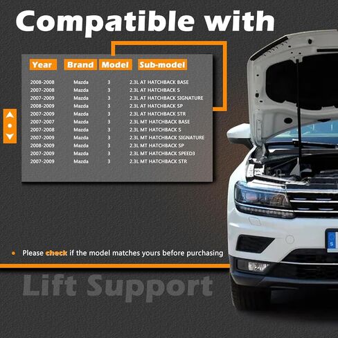 2 Pcs 21.28 in Liftgate Trunk Struts Lift Supports Compatible with Mazda 3 2004-2009 Hatchback Only, Not for Sedan Shock Gas Spring Cylinder Rear Back Tailgate Hatch Replaces BP4K63620F BP4K63620A in Saudi Arabia