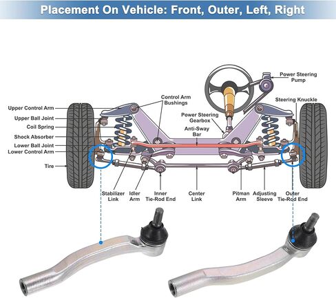 X AUTOHAUX 2pcs Front Outer Tie Rod Ends Kit Suspension Steering Tie Rod End for Toyota Sienna 2003-2010 Drag Link No.ES80627/ES80626/4547009030/4546009040 in Saudi Arabia