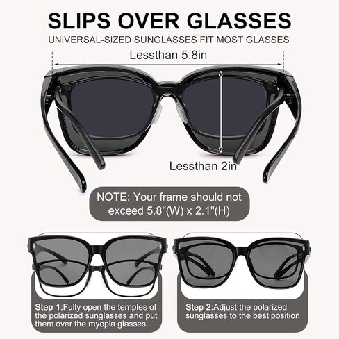 JATEBI 2 Pack Fit Over Polarized Glasses Sunglasses for Women Fashion Round Sunglasses Over Glasses UV400 in Saudi Arabia