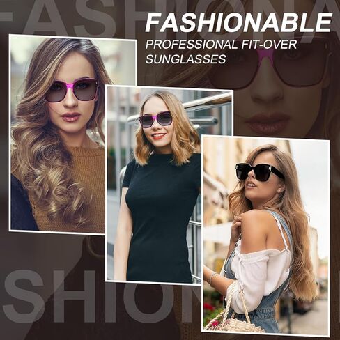 JATEBI 2 Pack Fit Over Polarized Glasses Sunglasses for Women Fashion Round Sunglasses Over Glasses UV400 in Saudi Arabia