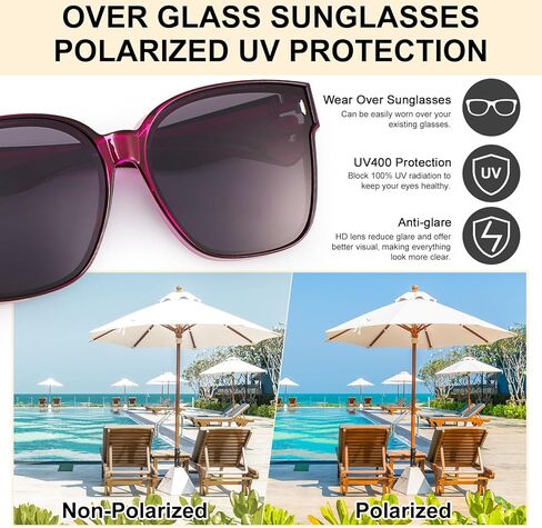 JATEBI 2 Pack Fit Over Polarized Glasses Sunglasses for Women Fashion Round Sunglasses Over Glasses UV400 in Saudi Arabia