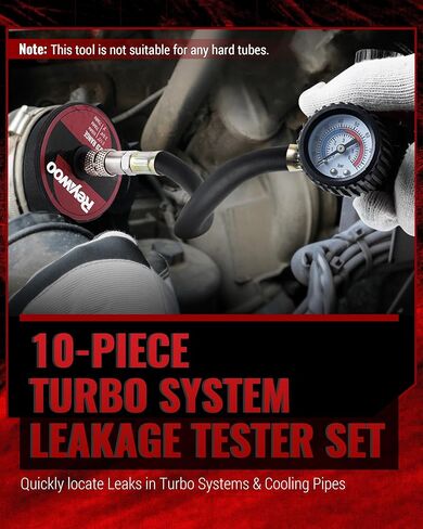 مجموعة اختبار تسرب توربو بوست، مجموعة اختبار تسرب نظام توربو 10 قطع مع 4 أزواج من المحولات المتدرجة 1-3/8 بوصة إلى 3-1/2 بوصة، جهاز اختبار تسرب ضغط توربو لتبريد أنابيب عادم الانبعاثات in Kuwait