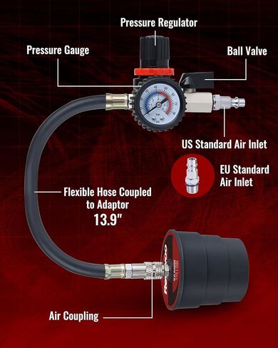 مجموعة اختبار تسرب توربو بوست، مجموعة اختبار تسرب نظام توربو 10 قطع مع 4 أزواج من المحولات المتدرجة 1-3/8 بوصة إلى 3-1/2 بوصة، جهاز اختبار تسرب ضغط توربو لتبريد أنابيب عادم الانبعاثات in Kuwait