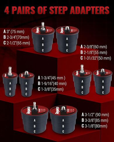مجموعة اختبار تسرب توربو بوست، مجموعة اختبار تسرب نظام توربو 10 قطع مع 4 أزواج من المحولات المتدرجة 1-3/8 بوصة إلى 3-1/2 بوصة، جهاز اختبار تسرب ضغط توربو لتبريد أنابيب عادم الانبعاثات in Kuwait