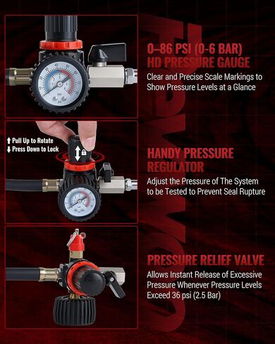 مجموعة اختبار تسرب توربو بوست، مجموعة اختبار تسرب نظام توربو 10 قطع مع 4 أزواج من المحولات المتدرجة 1-3/8 بوصة إلى 3-1/2 بوصة، جهاز اختبار تسرب ضغط توربو لتبريد أنابيب عادم الانبعاثات in Kuwait