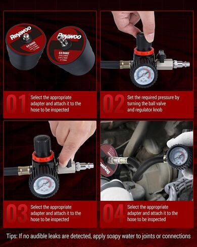 مجموعة اختبار تسرب توربو بوست، مجموعة اختبار تسرب نظام توربو 10 قطع مع 4 أزواج من المحولات المتدرجة 1-3/8 بوصة إلى 3-1/2 بوصة، جهاز اختبار تسرب ضغط توربو لتبريد أنابيب عادم الانبعاثات in Kuwait