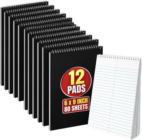 1InTheOffice Steno Pads Spiral 6x9، لوحة ملاحظات حلزونية، مسطرة Gregg، أبيض، 80 ورقة/وسادة، (12) (12) in Saudi Arabia