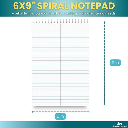 1InTheOffice Steno Pads Spiral 6x9، لوحة ملاحظات حلزونية، مسطرة Gregg، أبيض، 80 ورقة/وسادة، (12) (12) in Saudi Arabia