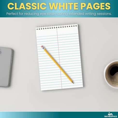 1InTheOffice Steno Pads Spiral 6x9، لوحة ملاحظات حلزونية، مسطرة Gregg، أبيض، 80 ورقة/وسادة، (12) (12) in Saudi Arabia