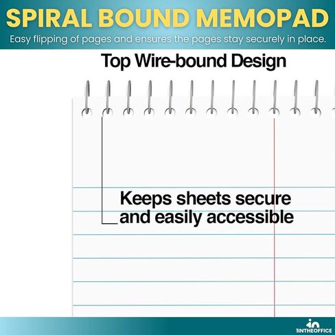 1InTheOffice Steno Pads Spiral 6x9، لوحة ملاحظات حلزونية، مسطرة Gregg، أبيض، 80 ورقة/وسادة، (12) (12) in Saudi Arabia