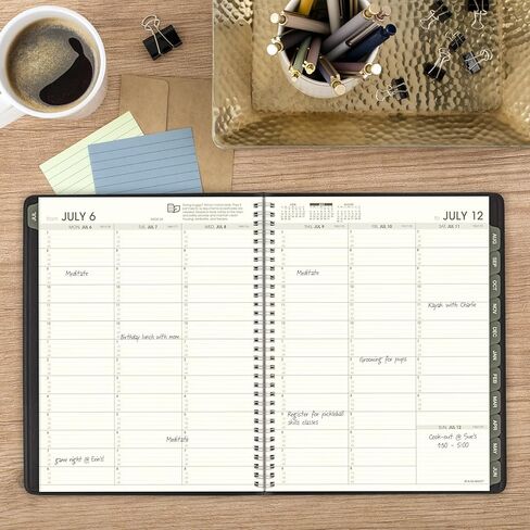 AT-A-GLANCE Planner 2026-2027 Weekly & Monthly Academic 12-Month July-June Quarter-Hourly Appointment Book, 8-1/4" x 11", Recycled, Black (70957G05) in Saudi Arabia