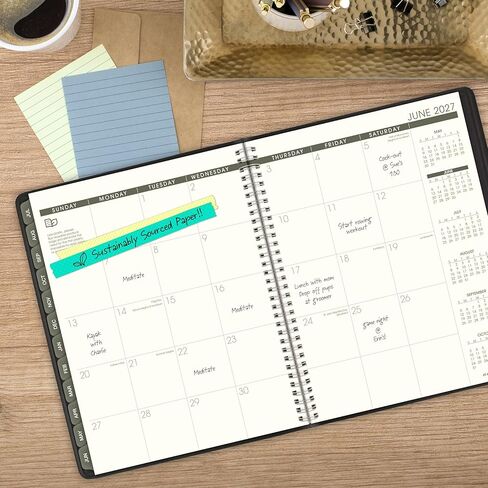 AT-A-GLANCE Planner 2026-2027 Weekly & Monthly Academic 12-Month July-June Quarter-Hourly Appointment Book, 8-1/4" x 11", Recycled, Black (70957G05) in Saudi Arabia
