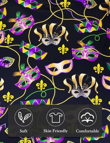 سويت شيرت نسائي من Mardi Gras بأكمام طويلة وقناع باللون الأرجواني الذهبي والأخضر in Kuwait